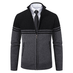 Men's Stand Collar Fashion Casual Color Block Sweater