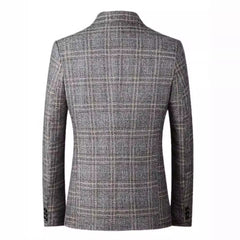 Men's Woolen Plaid Casual Blazer
