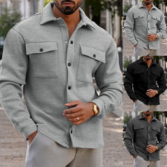 Men's Casual Velvet Lapel Single-breasted Solid Color Slim Jacket