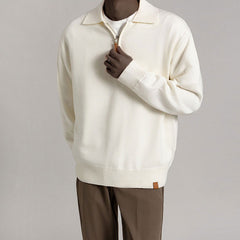 2023 Solid Color Loose Knitted Fashionable Casual Polo Shirt