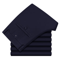 Men's Thickened High Waist Elastic Straight Warm Non-iron Casual Pants
