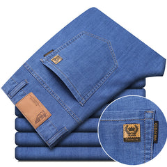 Loose straight stretch business casual jeans