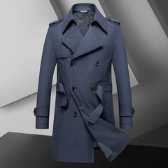 Men's Simple Double Breasted Belt Quality Trench Coat