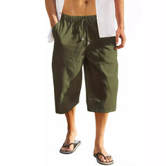2024 Men's Cotton and Linen Casual Multi-Pocket Beach Shorts