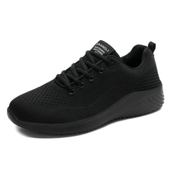 Men's Large Size Leather Waterproof Casual Running Black Sports Shoes