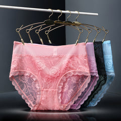 Sexy Lace Mesh Ice Silk Quick-drying Seamless Briefs