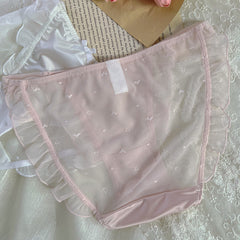 Premium satin lace sheer low rise panties