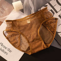 Sexy Satin Lace Mesh Briefs