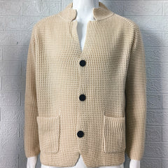 Men's slim fit stand collar knitted cardigan