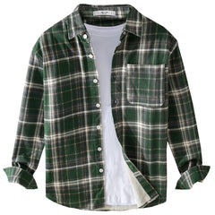 Men's 100% Cotton High Quality Plaid Casual Long-sleeved Shirt
