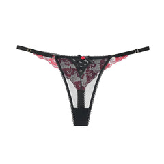 Embroidered Sexy Lace Low Rise See-Through Thong