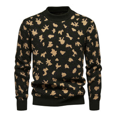Men's Round Neck Casual Fashion Printed Warm Bottoming Sweater