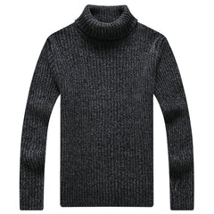 High-quality stretch solid color sweater with high collar
