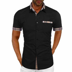 2023 Men's Summer Solid Color Plus Size Short-sleeved Shirt