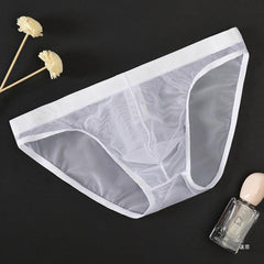 Men's Mesh Low Waist Sexy Ice Silk Briefs