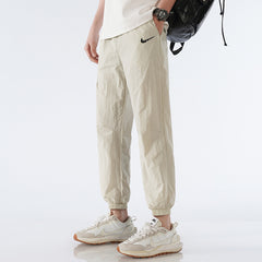 2024 New Men's Casual Ice Silk Loose Ankle-tie Nylon Quick-drying Sweatpants