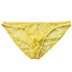 Men's Low Waist Sexy Lace Transparent Briefs