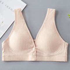 Thin wire-free front button breathable bra