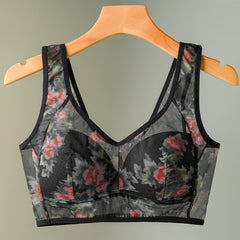 Seamless mesh lace thin wire-free bra