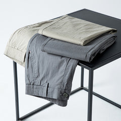 Men's Elastic Waist Cotton and Linen Ice Silk Casual Trousers