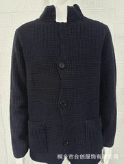Men's slim fit stand collar knitted cardigan
