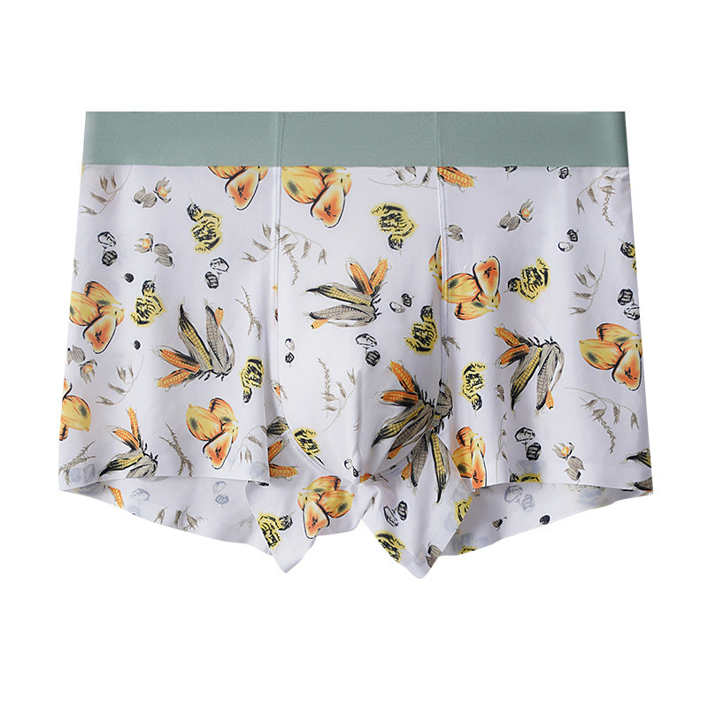 Men's Ice Silk Printed Breathable Antibacterial Boxers