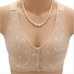 Thin Front Open Button Plus Size Wireless Bra