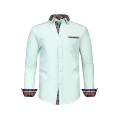Men's Colorblock Plaid Collar Casual Super Stretch Shirt