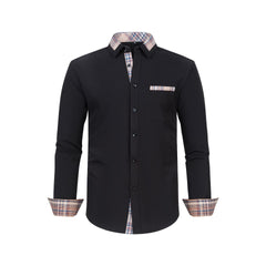 Men's Colorblock Plaid Collar Casual Super Stretch Shirt