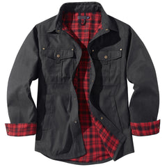 Men's Large Size Lapel Plaid Flannel Casual Jacket