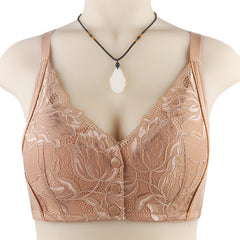 New Lace Front Button No Wire Plus Size Bra