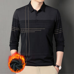 Men's Winter Business Casual Plus Velvet Comfortable High-quality Long-sleeved POLO Shirt