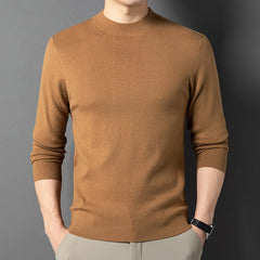 Men's half turtleneck solid color wool sweater