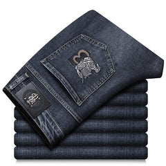 Men's Embroidered Business Straight Jeans