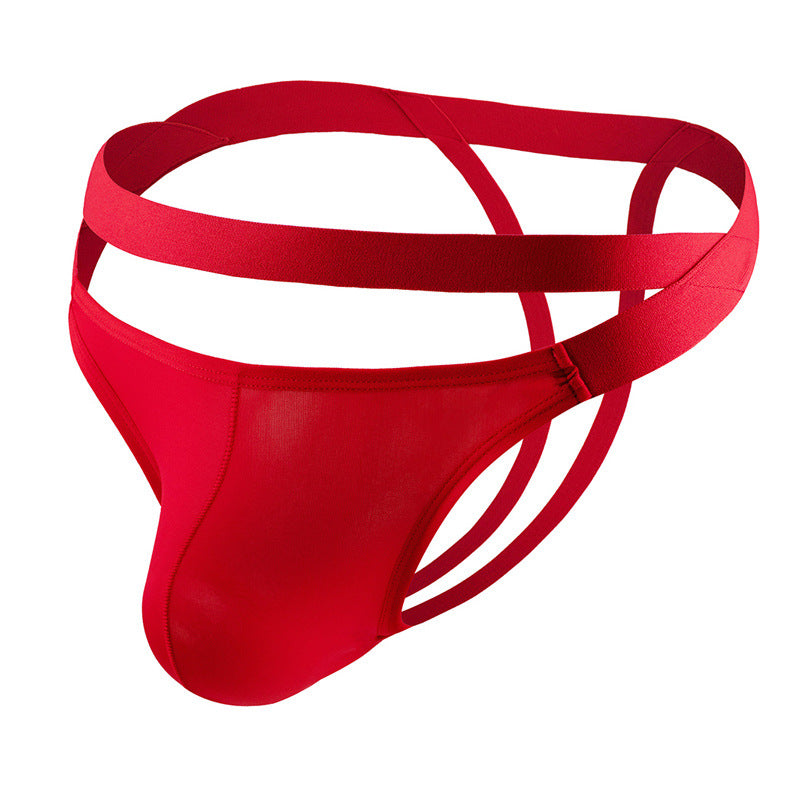 Men's ice silk hollow sexy thong