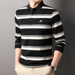 Men's Business Casual Striped POLO Shirt