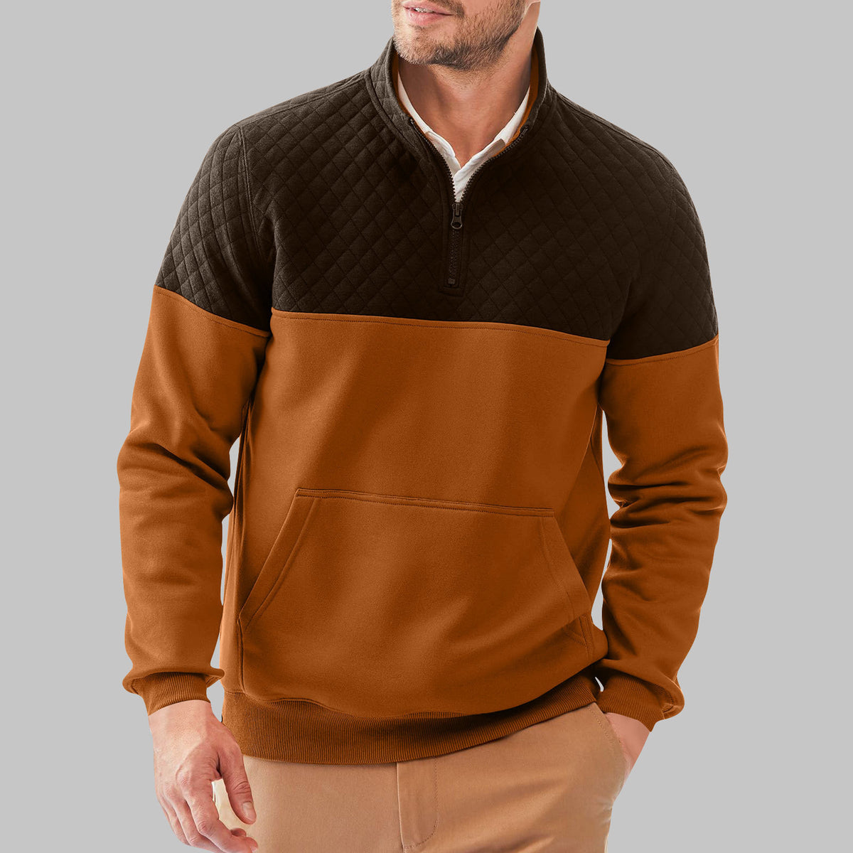 Colorblock Half Zip Pullover Outdoor Fashion Casual Sweatshirt