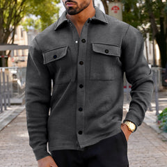 Men's Casual Velvet Lapel Single-breasted Solid Color Slim Jacket
