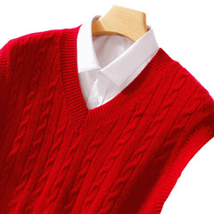 100% wool men's v-neck pullover vest