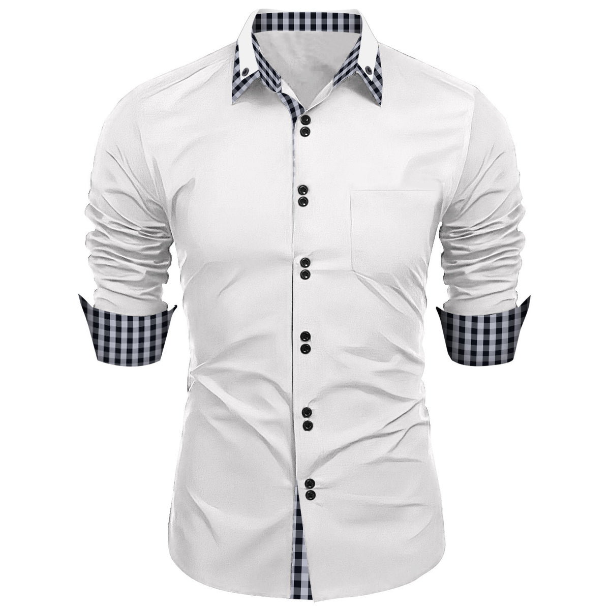 New Fashion Plaid Colorblock Casual Shirt