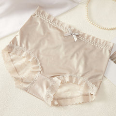 Satin Sexy Lace Hollow Large Size Hip-Lifting Breathable Briefs