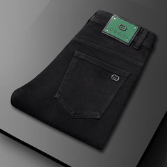 New High-end Men's Black Straight Slim Stretch Casual Versatile Jeans