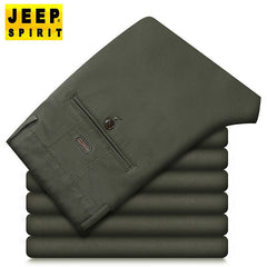Straight loose-fitting solid color slightly stretch casual pants