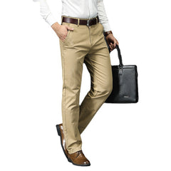 Straight loose-fitting solid color slightly stretch casual pants