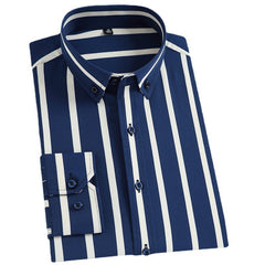 Men's Slim Striped Business Casual Long-sleeved Shirt
