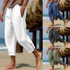 Men's Linen Summer Beach Pants Comfortable Breathable Casual Daily Resort Pants