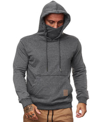 Men's Long Sleeve Fleece Mask Hoodie
