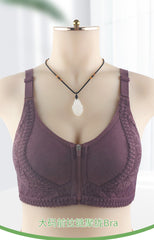 New style front zipper wire free lace plus size bra