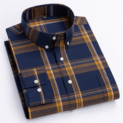 Men's Cotton Plaid Long Sleeve Shirt