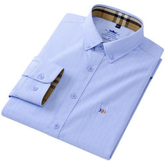 Men's Pure Cotton Business Casual Three-dimensional Comfortable Plaid Long-sleeved Shirt